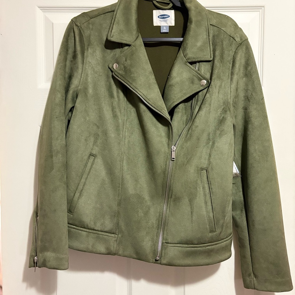 Old Navy Olive Leather Jacket for Women